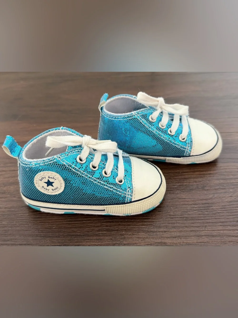 Blue Glitter Kids Sneakers